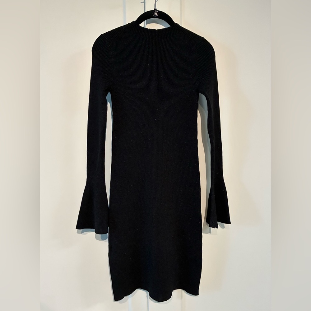 Maje 1 (XS/S) 🖤 Black Sparkle Knit Mini Dress w/ Flared Sleeves ✨